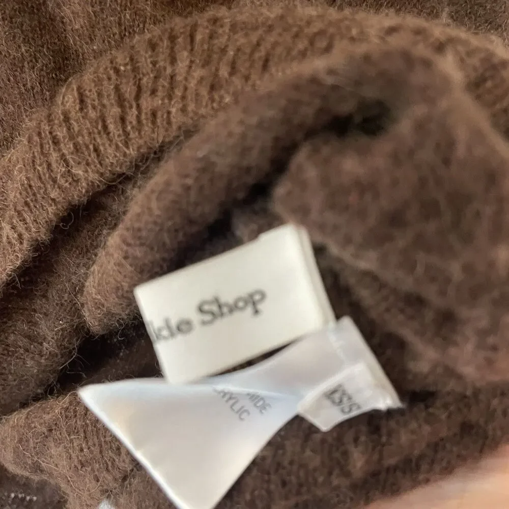 The Frankie Shop Oversized Brown V Neck Sweater Alpaca Wool Blend XS/S